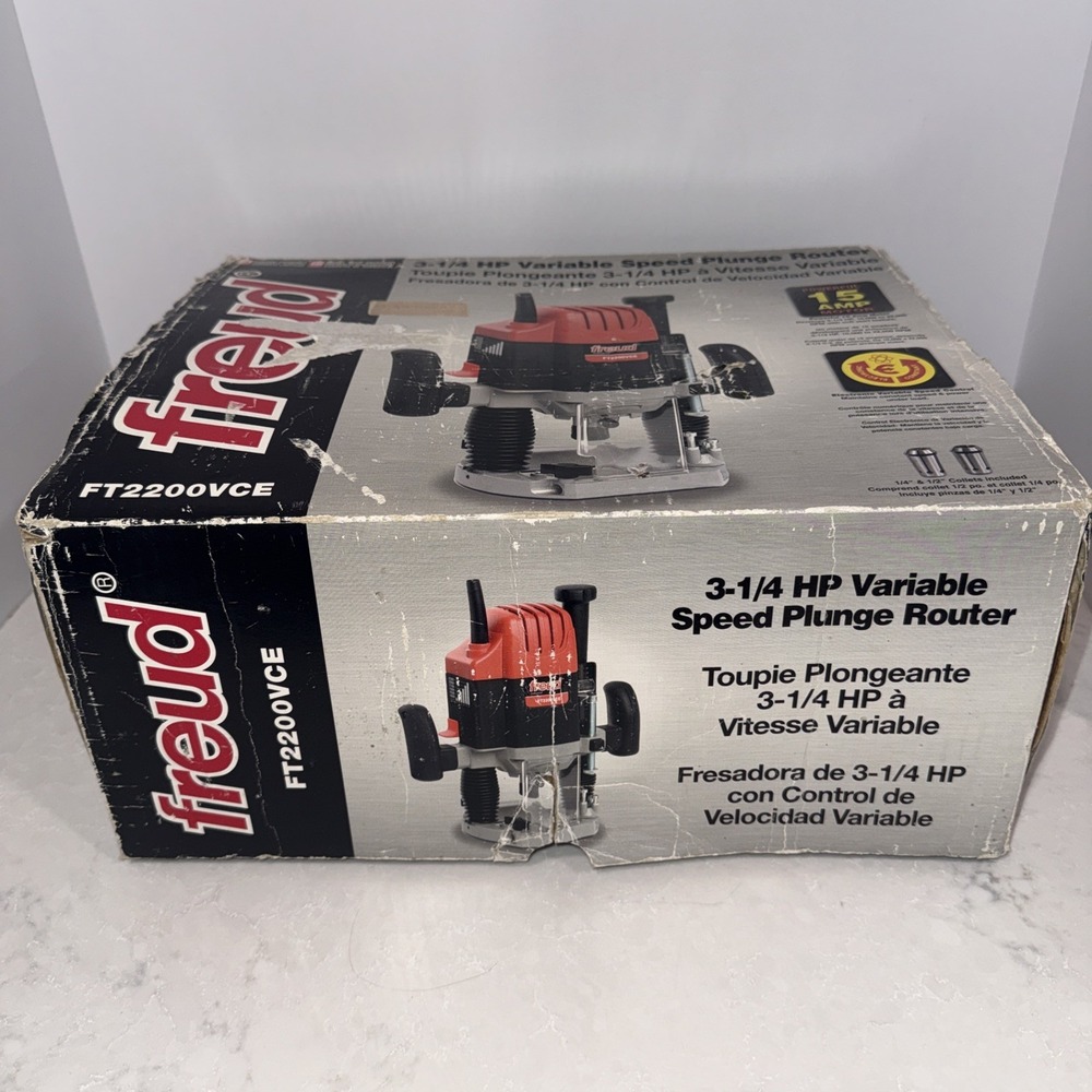 Freud Variable Speed 3-1/4 HP Plunge Router FT-2200VCE, Plus Manual & Wrench